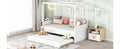 Twin Size Canopy Day Bed With Twin Size Trundle, White White Solid Wood Mdf