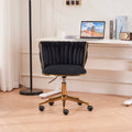 Office Desk Chair, Upholstered Home Office Desk Chairs With Adjustable Swivel Wheels, Ergonomic Office Chair For Living Room, Bedroom, Office, Vanity Study Black Black Office Modern Foam Velvet