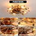 Low Profile Caged Ceiling Fan With Lights Remote Control, Embedded Modern Industrial Ceiling Fan Gold Modern Abs