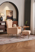 Modern Accent Chair With Ottoman, Comfy Armchair For Living Room, Bedroom, Apartment, Office Nude Cream Primary Living Space Classic Polyester