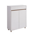 4 Tier Entryway Storage Cabinet, Shoe Cabinet White & Dark Taupe White Particle Board