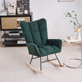 Rocking Chair Nursery, Solid Wood Legs Reading Chair With Teddy Fabric Upholsterednap Armchair For Living Rooms, Bedrooms, Offices, Best Gift,Emerald Teddy Fabric Emerald Primary Living Space Modern Rocking Chairs Polyester