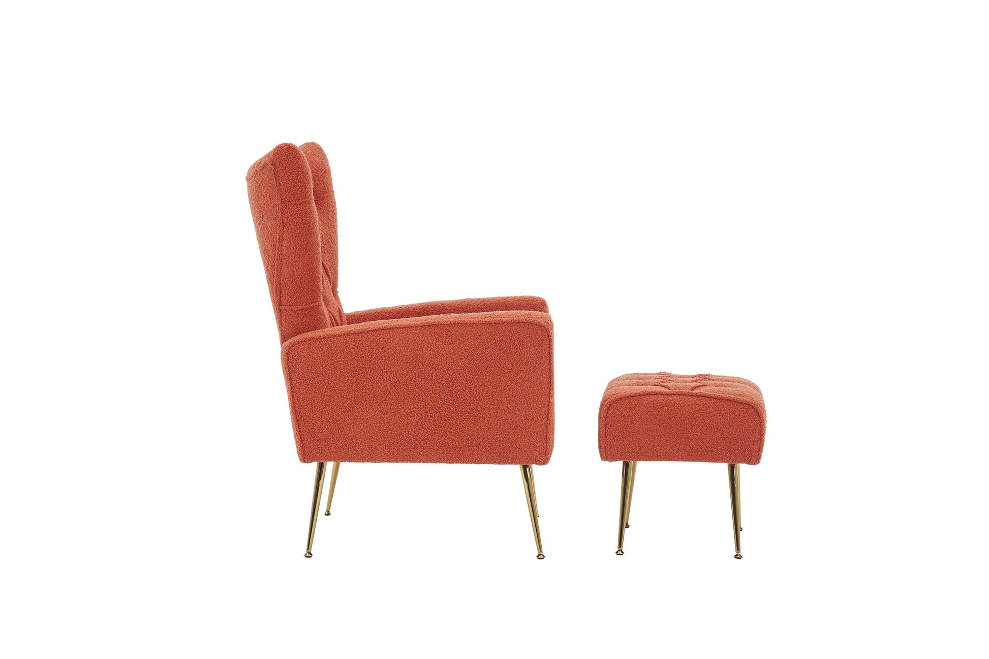 Modern Accent Chair With Ottoman, Comfy Armchair For Living Room, Bedroom, Apartment, Office Brick Red Brick Red Primary Living Space Classic Polyester