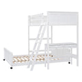 Twin Over Full Bunk Bed With Desk, White White Solid Wood Mdf