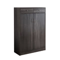 Shoe Cabinet, Two Door Storage Cabinet With Two Drawers, Fits 15 Pair Of Shoes Distressed Grey Grey Particle Board