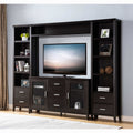 Media Pier, Display Cabinet With Four Open Shelves And Two Bottom Drawers In Red Cocoa Espresso 39 Inches Or Less Particle Board