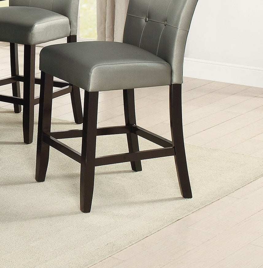 Dining Room Furniture 6Pc Counter Height Dining Set Dining Table W Storage 4X High Chairs 1X Bench Silver Faux Leather Tufted Seats Faux Marble Table Top Silver Seats 6 Espresso Dining Room 60 Inches Bench Seating Classic,Contemporary,Transitional Birch
