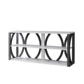 Modern Console Table With Three Open Shelves Grey And White White Oak Particle Board