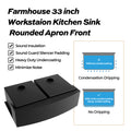 Tecasa Farmhouse Double Bowl 50 50 Sink 33 Inches Stainless Steel Apron Sinks 16 Gauge For Kitchen Front Rounded 10 Inch Deep Single Bowl Kitchen Sink With Accessories Pack Of 3 Silver Stainless Steel