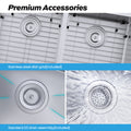 Tecasa Farmhouse Double Bowl 50 50 Sink 33 Inches Stainless Steel Apron Sinks 16 Gauge For Kitchen Front Rounded 10 Inch Deep Single Bowl Kitchen Sink With Accessories Pack Of 3 Silver Stainless Steel