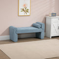 Coolmore Modern Ottoman Bench, Bed Stool Made Of Loop Gauze, End Bed Bench, Footrest For Bedroom, Living Room, End Of Bed, Hallway Light Blue Boucle
