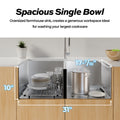 Tecasa Farmhouse Double Bowl 50 50 Sink 33 Inches Stainless Steel Apron Sinks 16 Gauge For Kitchen Front Rounded 10 Inch Deep Single Bowl Kitchen Sink With Accessories Pack Of 3 Silver Stainless Steel