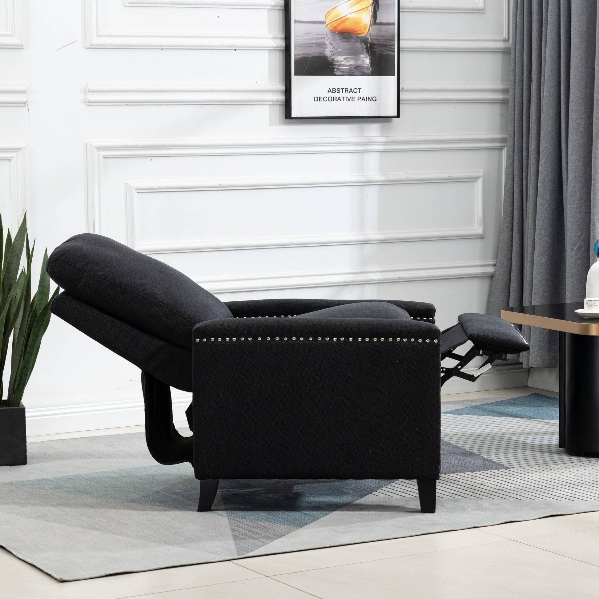 Coolmore Modern Comfortable Upholstered Leisure Chair Recliner Chair For Living Room Black Velvet