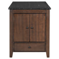 Counter Height 5 Piece Dining Table Set With Faux Marble Tabletop, Solid Wood Table Set With Storage Cabinet And Drawer, Dark Walnut Wood Dining Room Solid Wood Rubberwood Rectangular Sideboard Included Wood Walnut Ladder Back Seats 4 60 Inches Rustic 4