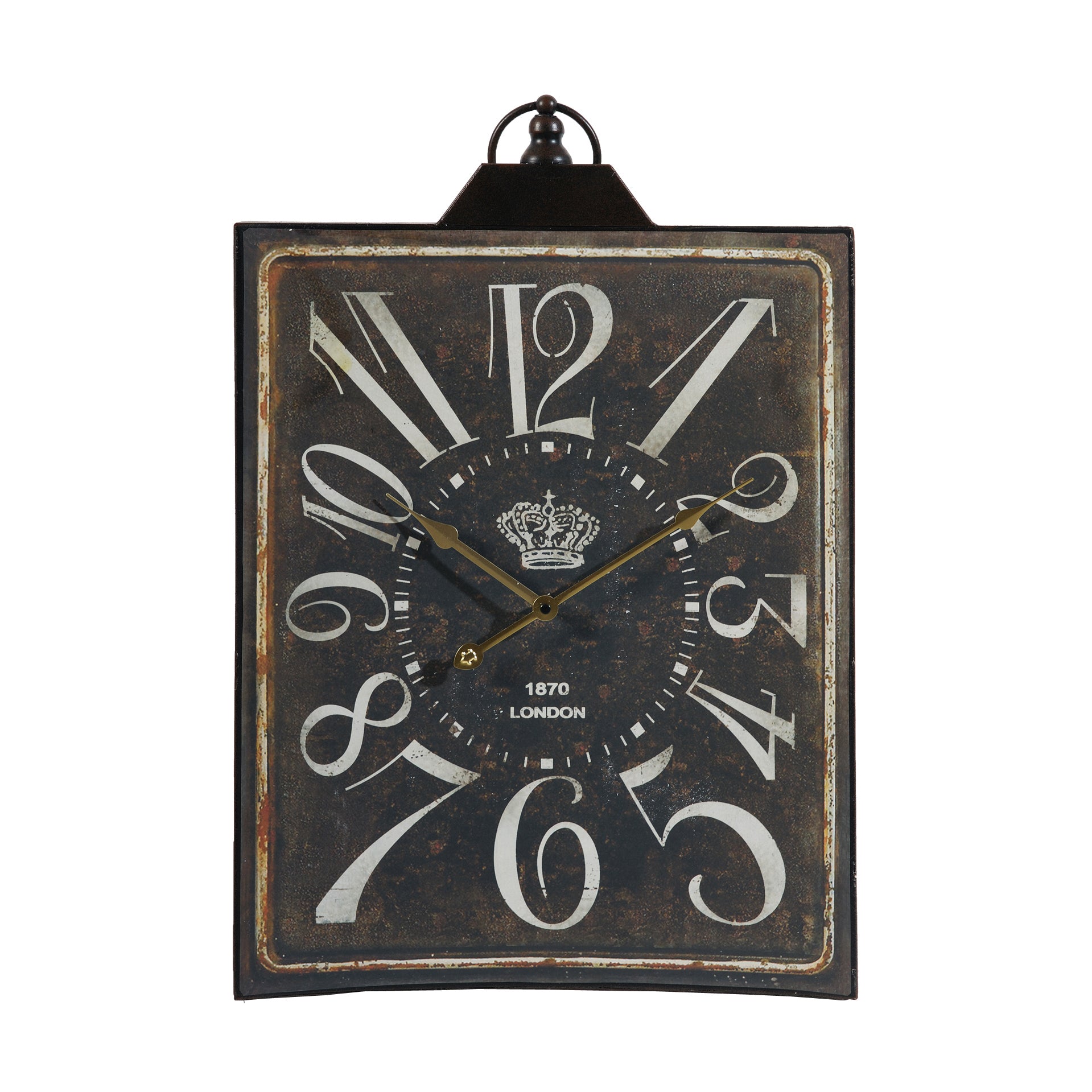 Large Vintage Black Rectangular Wall Clock With White Numerals, Home Decor Accent Clock White Black Iron