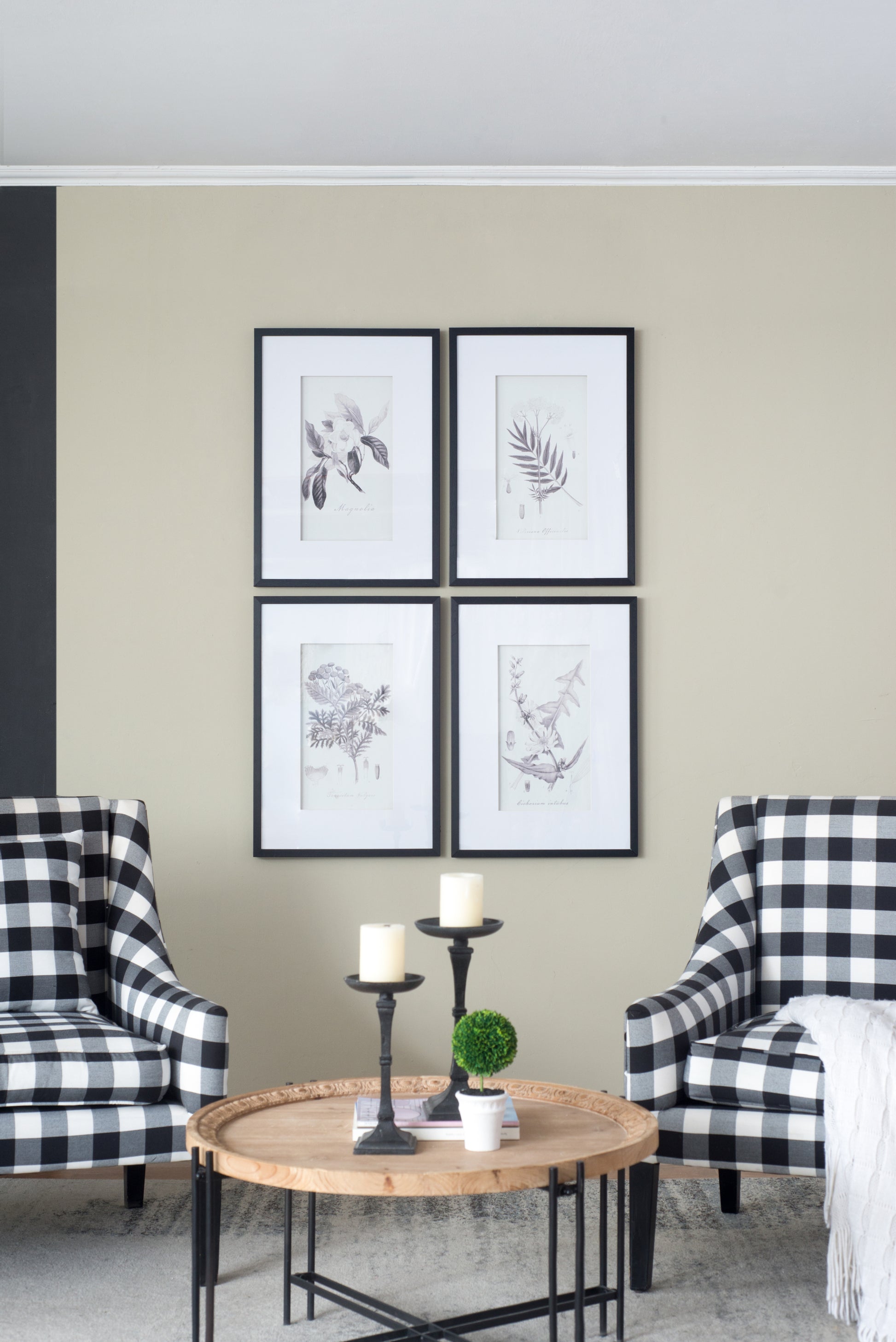 Set Of 4 Botanical Wall Art Prints, Home Decor For Living Room, Dining Room, Bedroom, Hallway, 20" X 28" White Black Plastic