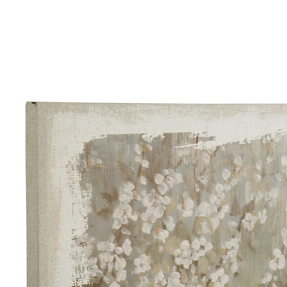 60" X 48" Large Cherry Blossom Canvas Art Print, Home Decor Accent Piece Gray White Matte Mdf