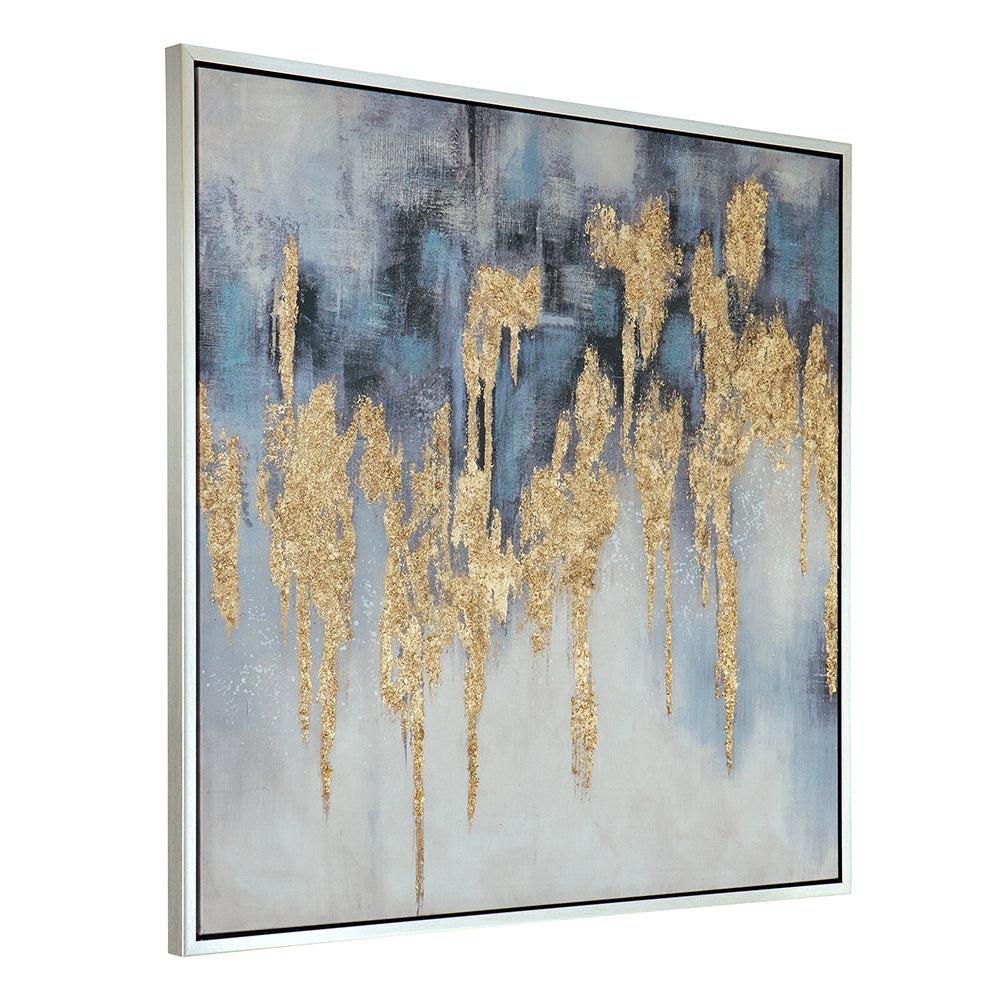 39.5" X 39.5" Modern Oil Painting, Square Framed Wall Art For Living Room Dining Room Office Multicolor Polyester