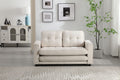 3 Fold Sofa,Convertible Futon Couch Sleeper Sofabed,Space Saving Seat,Pull Out Couch Bed For Living Room,Dark Gray & Light Gray & Beige,Velvet Linen Fabric Beige Velvet Wood Primary Living Space Medium Soft Loose Back Modern Square Arms Velvet 2 Seat