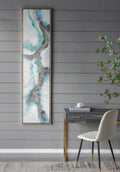 Set Of 2 Elongated Modern Abstract Oil Painting, Rectangle Framed Wall Art, 20