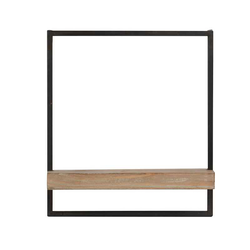 15.7" X 5.9" X 17.7" Iron And Wood Wall Shelf, Wall Hanging Decor, Home Decor Accent Black Brown Iron