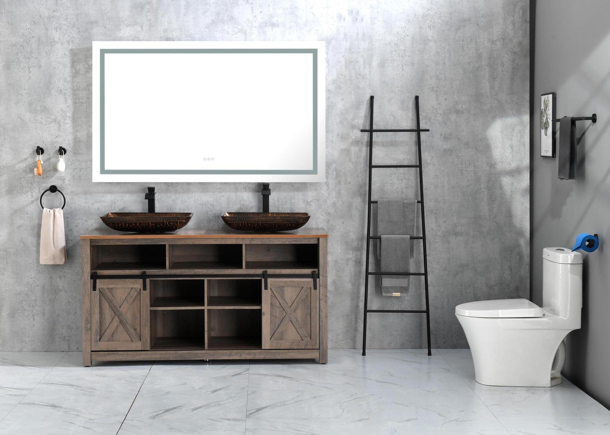 Bathroom Led Mirror Is Multi Functional And Each Function Is Controlled By A Smart Touch Button. White Aluminium