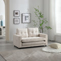 3 Fold Sofa,Convertible Futon Couch Sleeper Sofabed,Space Saving Seat,Pull Out Couch Bed For Living Room,Dark Gray & Light Gray & Beige,Velvet Linen Fabric Beige Velvet Wood Primary Living Space Medium Soft Loose Back Modern Square Arms Velvet 2 Seat