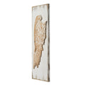 Set Of 2 Feather Wing Wall Panels With Distressed White Finish, Rectangle Hanging Wall Art, 42