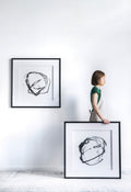 Set Of 2 Modern Abstract Wall Art, Square Framed Wall Art, 31.5