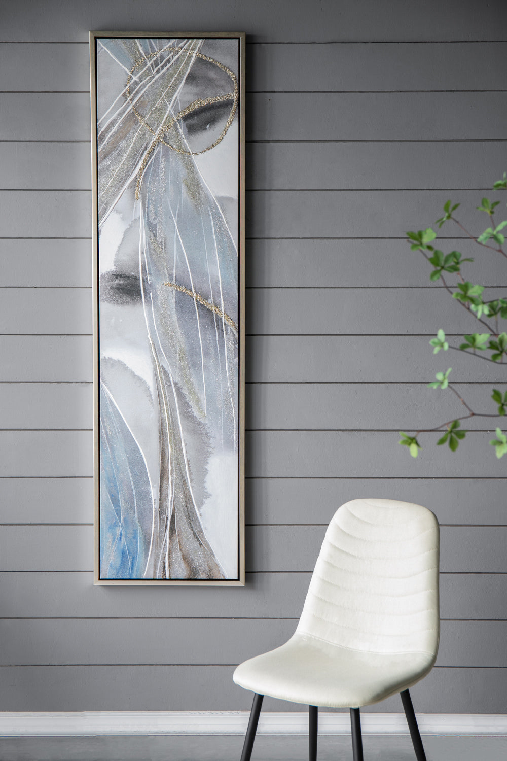 Set Of 2 Elongated Modern Abstract Oil Paintings, Wall Art For Living Room Dining Room Bedroom Office Entryway, 20" X 71" Multicolor Polyester