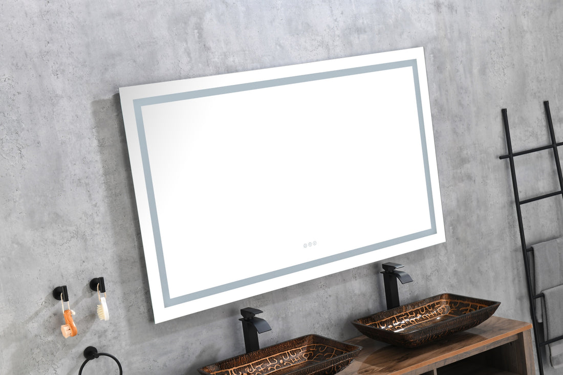 Bathroom Led Mirror Is Multi Functional And Each Function Is Controlled By A Smart Touch Button. White Aluminium