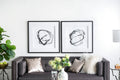 Set Of 2 Modern Abstract Wall Art, Square Framed Wall Art, 31.5