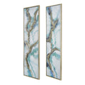 Set Of 2 Elongated Modern Abstract Oil Painting, Rectangle Framed Wall Art, 20