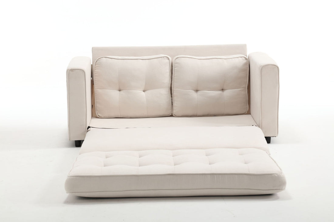 3 Fold Sofa,Convertible Futon Couch Sleeper Sofabed,Space Saving Seat,Pull Out Couch Bed For Living Room,Dark Gray & Light Gray & Beige,Velvet Linen Fabric Beige Velvet Wood Primary Living Space Medium Soft Loose Back Modern Square Arms Velvet 2 Seat