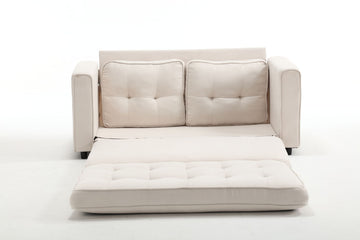3 Fold Sofa,Convertible Futon Couch Sleeper Sofabed,Space Saving Seat,Pull Out Couch Bed For Living Room,Dark Gray & Light Gray & Beige,Velvet Linen Fabric Beige Velvet Wood Primary Living Space Medium Soft Loose Back Modern Square Arms Velvet 2 Seat