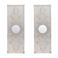 Set Of 2 Large Wooden Wall Art Panels With Distressed White Finish And Round Mirror Accents,17