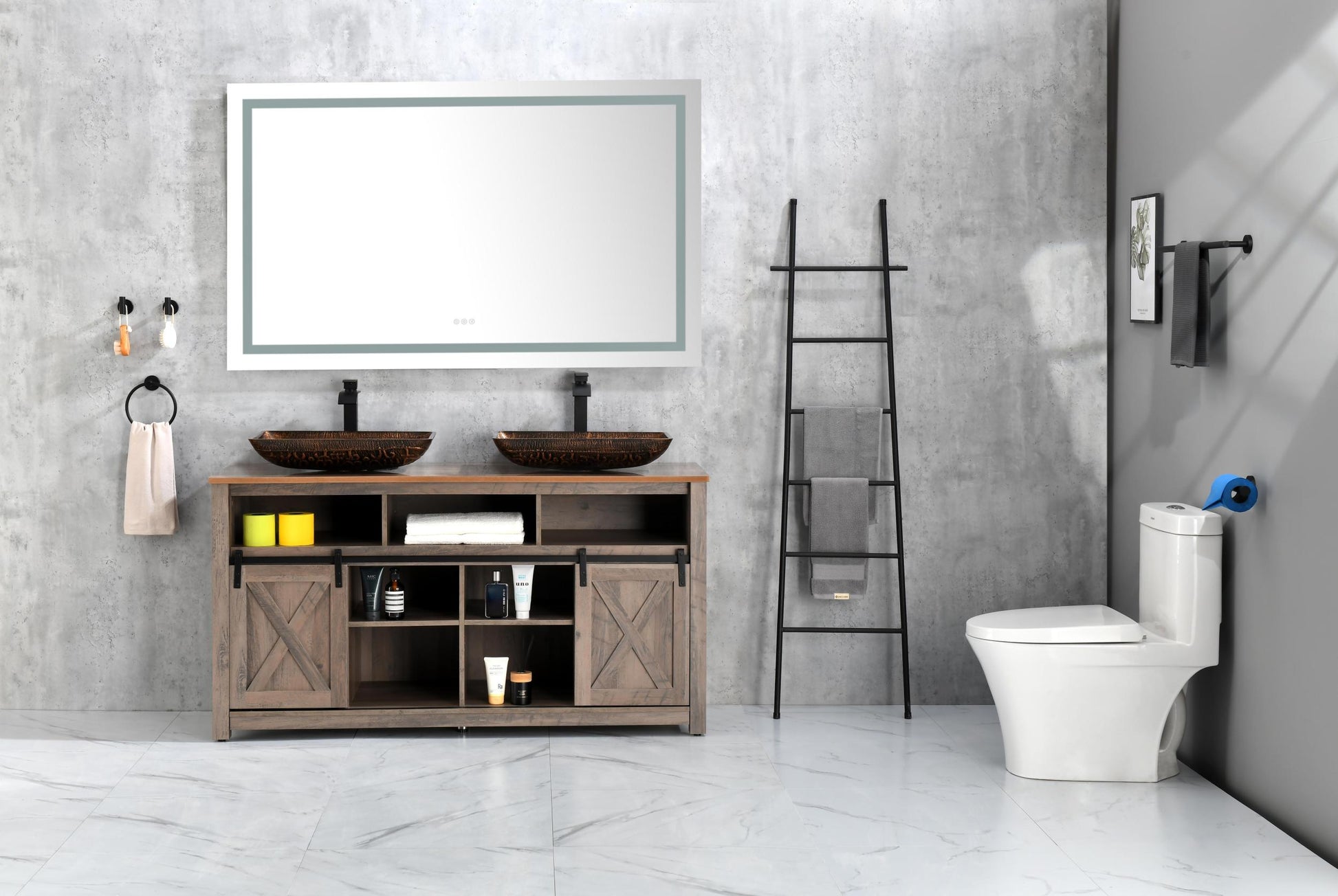 Bathroom Led Mirror Is Multi Functional And Each Function Is Controlled By A Smart Touch Button. White Aluminium