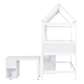 Twin Size House Loft Bed With Storage Desk And 3 Drawer Chest, White Box Spring Not Required Twin White Wood Bedroom Solid Wood Mdf