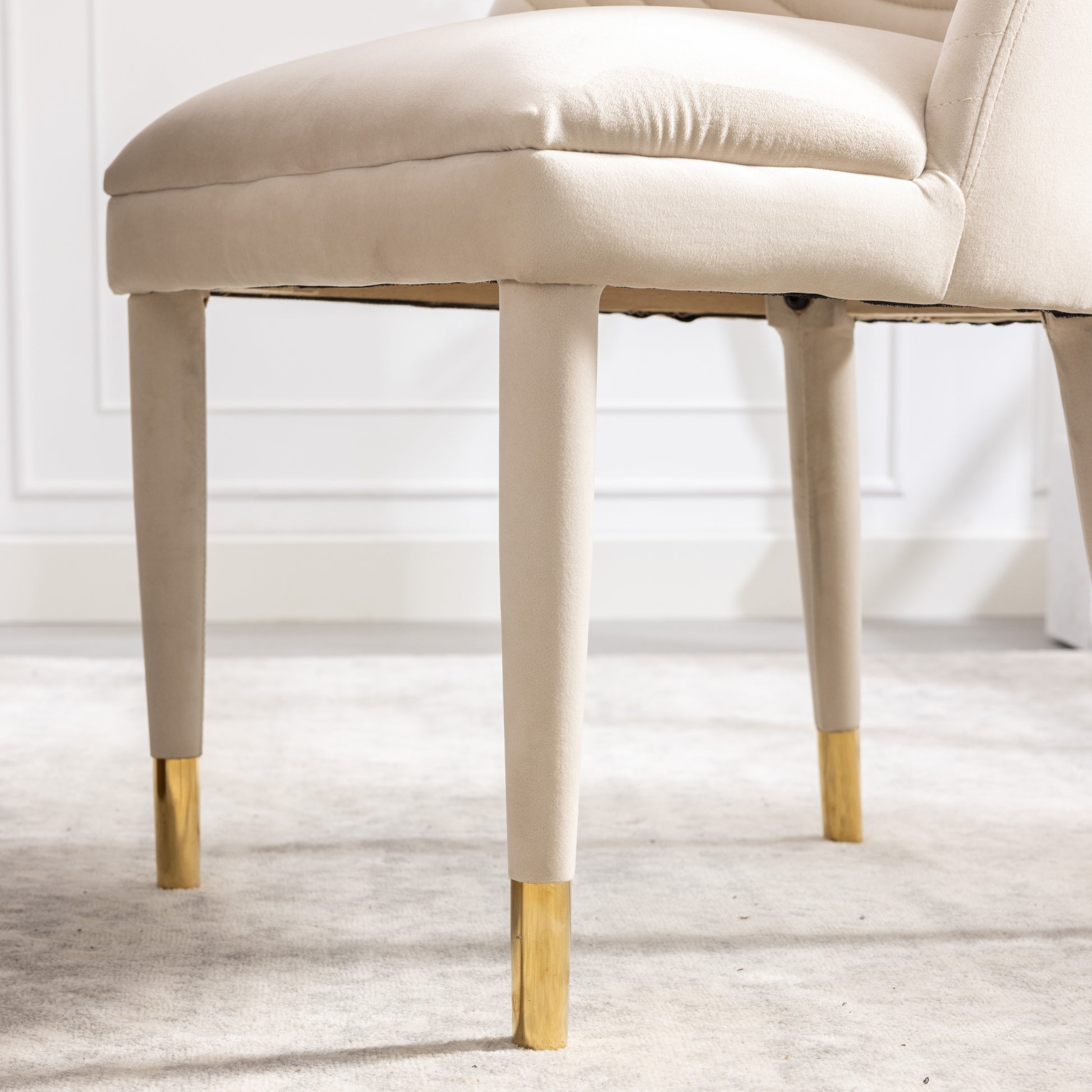 Coolmore Accent Chair ,Leisure Single Chair With Solid Wood Foot,2Pc Set Beige Velvet