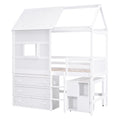 Twin Size House Loft Bed With Storage Desk And 3 Drawer Chest, White Box Spring Not Required Twin White Wood Bedroom Solid Wood Mdf