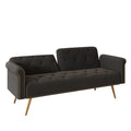 69.7 Inch Black Velvet Nail Head Sofa Bed With Throw Pillow Black Velvet 2 Seat