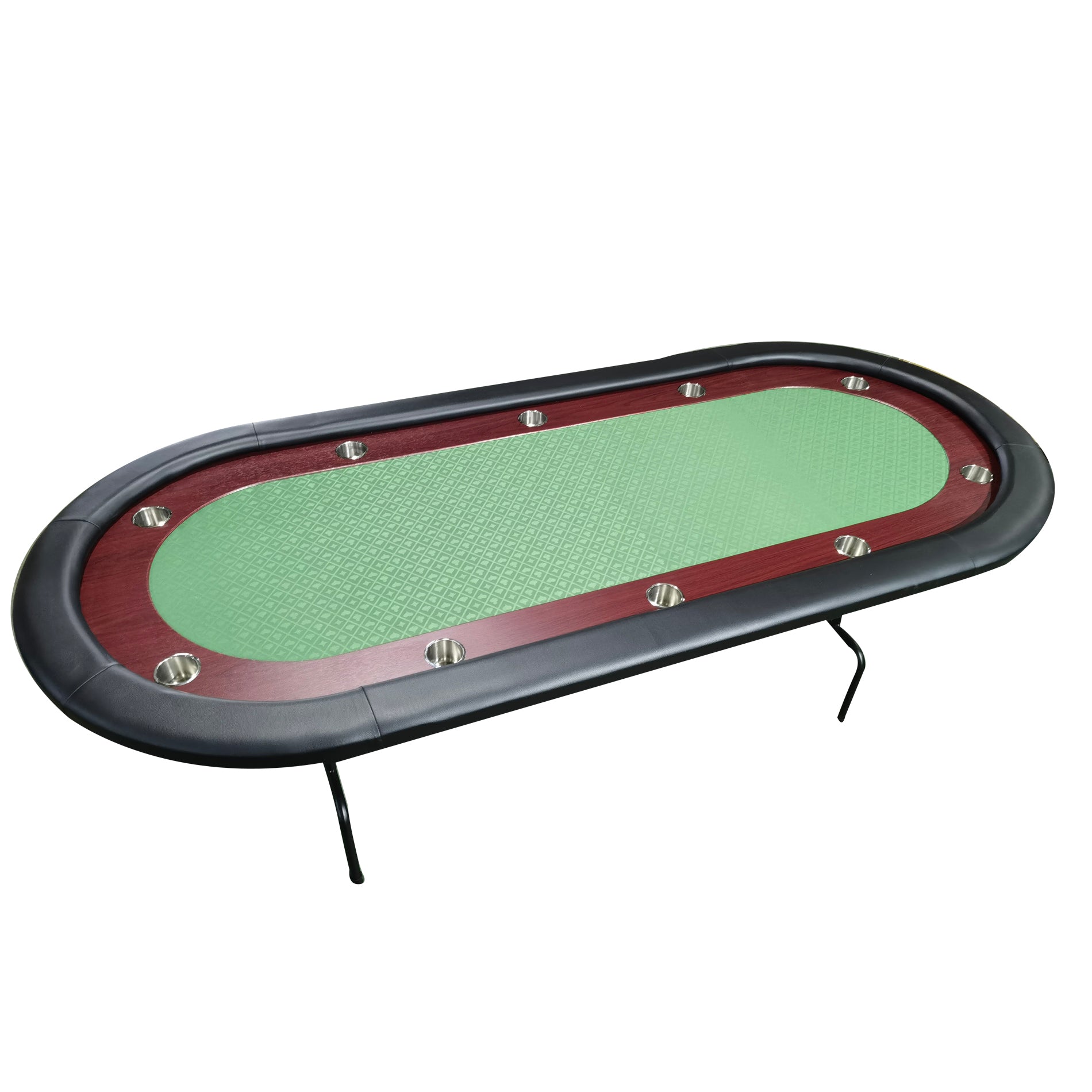 96" Light Series Folding Wooden Racetrack Green Felt Foldable Poker Table Green Modern Metal & Wood