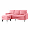 Upholstered Sectional Sofa Couch, L Shaped Couch With Storage Reversible Ottoman Bench 3 Seater For Living Room, Apartment, Compact Spaces, Fabric Pink Pink Wood Primary Living Space Soft Pillow Back Modern Square Arms Foam Solid Wood 4 Seat