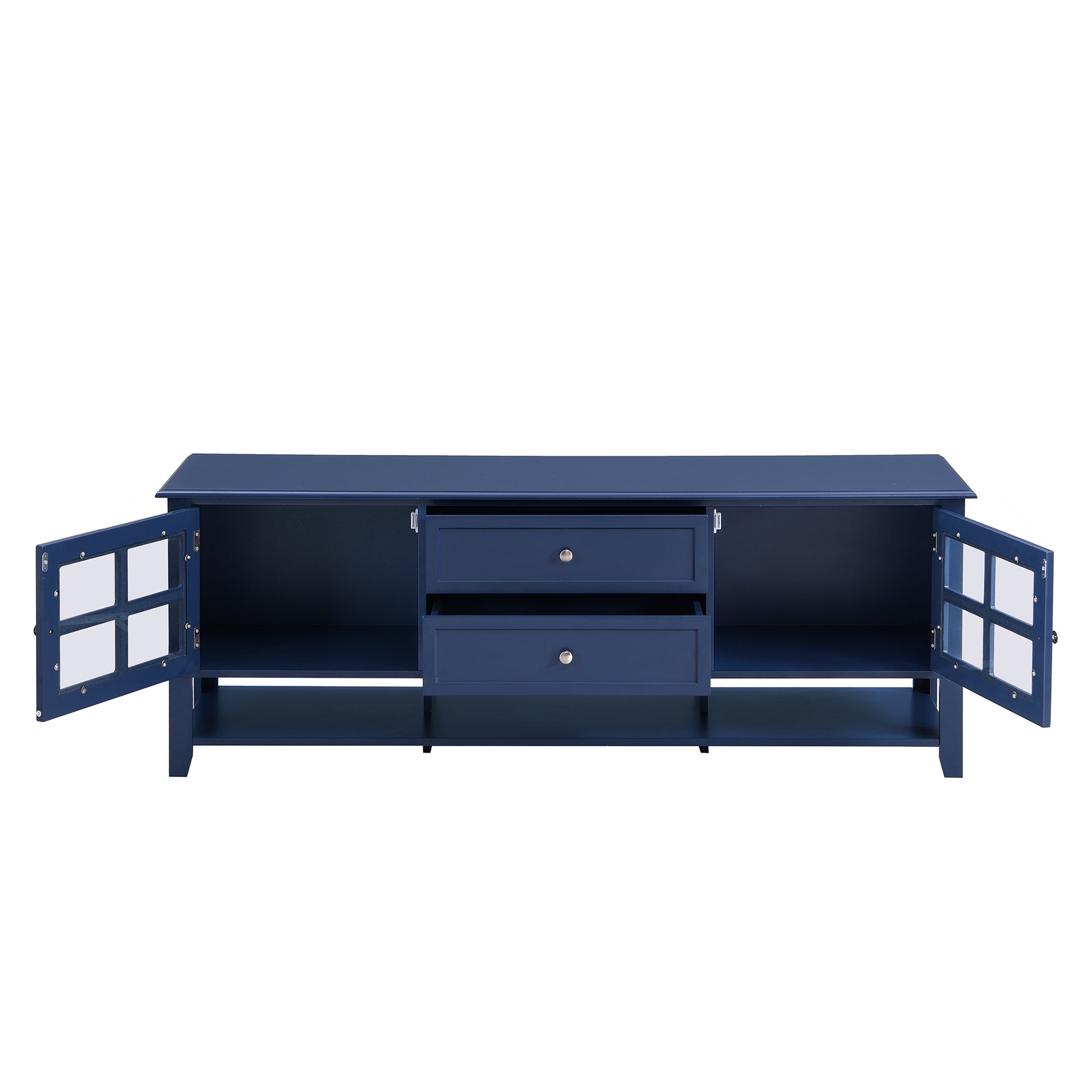 Tv Stand For Tvs Up To 60'', Entertainment Center With Multifunctional Storage Space, Tv Cabinet With Modern Design, Media Console For Living Room, Bedroom Blue 50 59 Inches 50 59 Inches 60 Inches Mdf