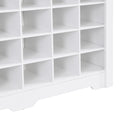 Sleek Design 24 Shoe Cubby Console, Modern Shoe Cabinet With Curved Base, Versatile Sideboard With High Quality For Hallway, Bedroom, Living Room, White Freestanding White Primary Living Space Particle Board