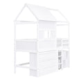 Twin Size House Loft Bed With Storage Desk And 3 Drawer Chest, White Box Spring Not Required Twin White Wood Bedroom Solid Wood Mdf