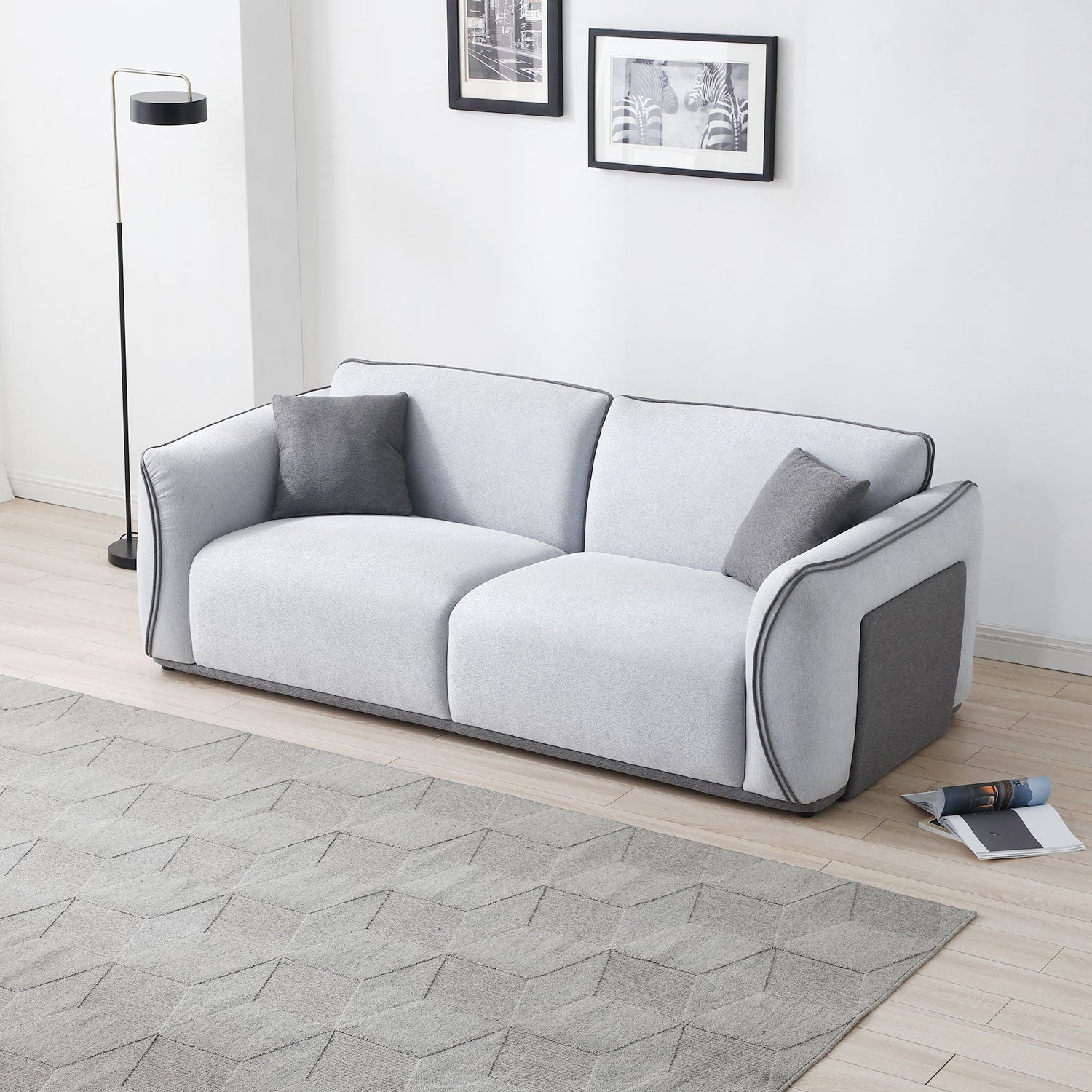 Grey Couch Upholstered Sofa, Modern Sofa For Living Room, Couch For Small Spaces. Grey Fabric