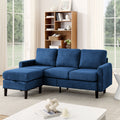 Upholstered Sectional Sofa Couch, L Shaped Couch With Storage Reversible Ottoman Bench 3 Seater For Living Room, Apartment, Compact Spaces, Fabric Navy Blue Navy Blue Wood Primary Living Space Soft Pillow Back Modern Square Arms Foam Solid Wood 4 Seat