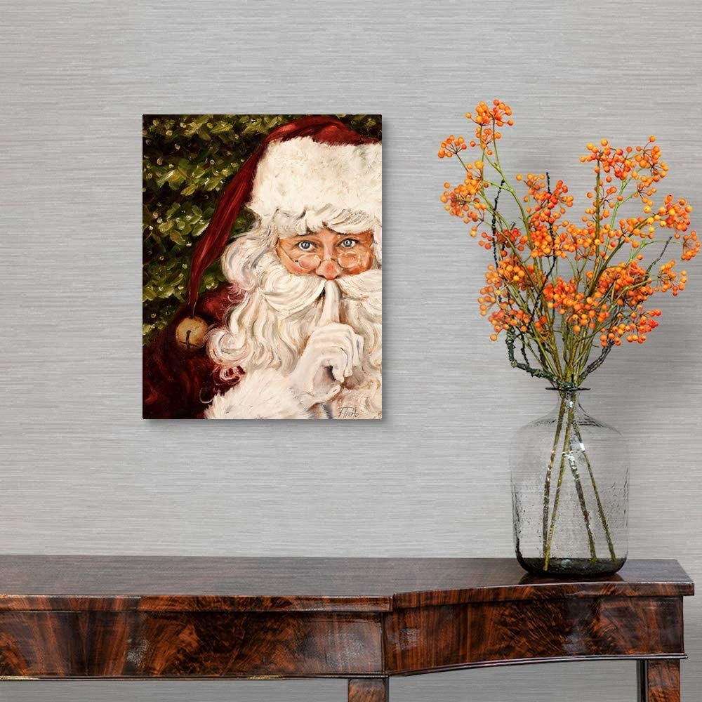 Framed Canvas Wall Art Decor Painting For Chrismas, Santa Claus Be Quiet Gift Painting For Chrismas Gift, Decoration For Chrismas Eve Office Living Room, Bedroom Decor 2418In Thickness 1.5Inch Rectangle Framed Multicolor Christmas Oversized 41In Canvas