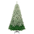 7.6 Ft Classic Pine Tree Christmas Tree, Gradient Tree Design, Artificial Pvc Tips And Sturdy Iron Frame, 300 Cool White Led Lights Green Pvc